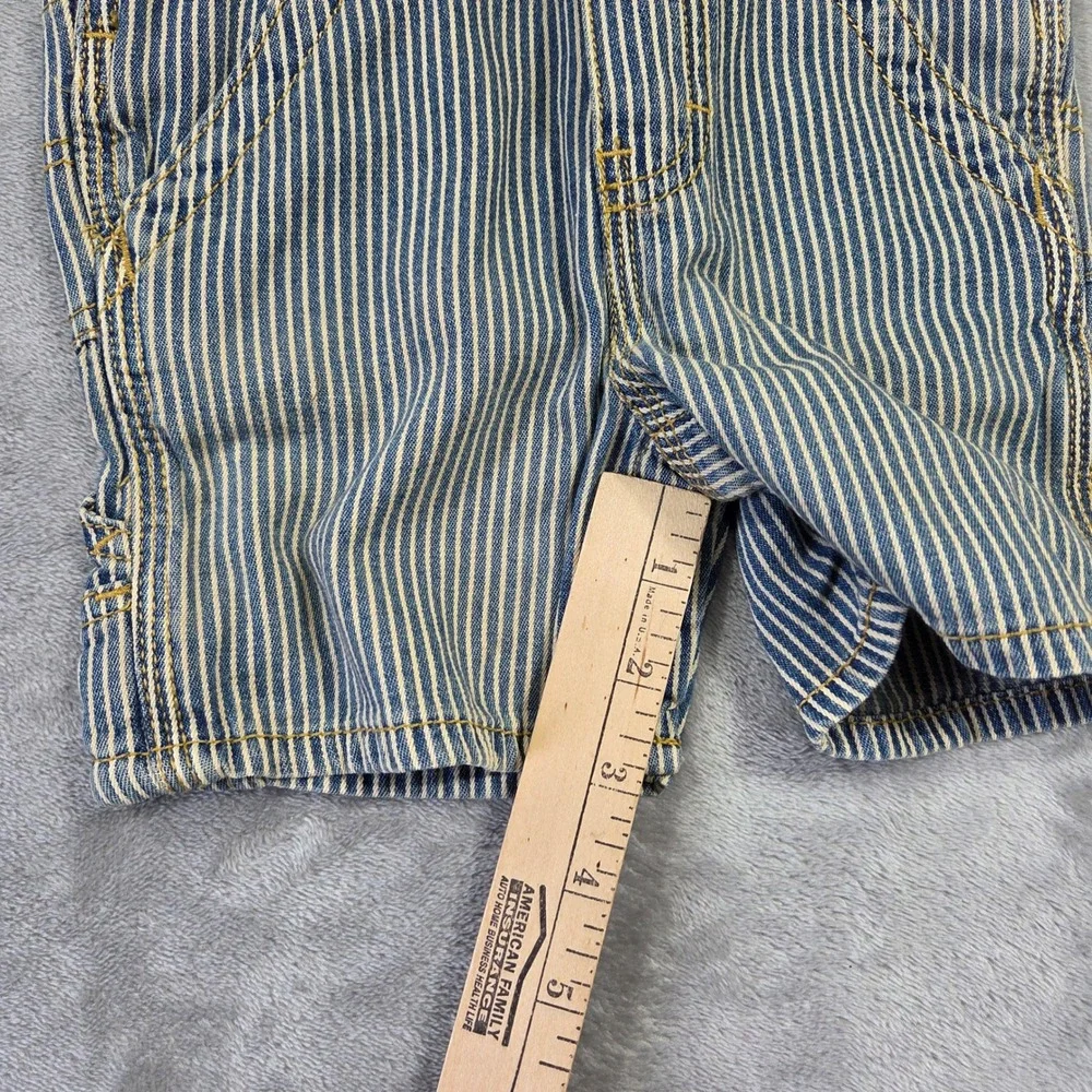 OshKosh Bgosh Kids 12M Hickory Stripe Denim Bib Overalls Shortalls 702-0304 Blue